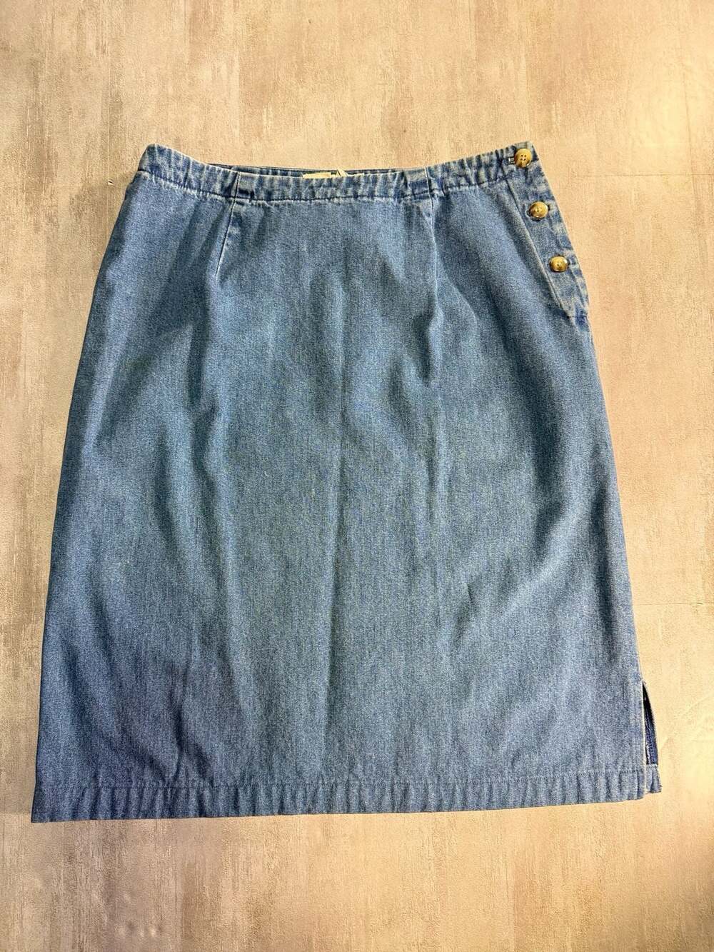 Eddie Bauer Vintage Side Button Denim Midi Skirt Size 10